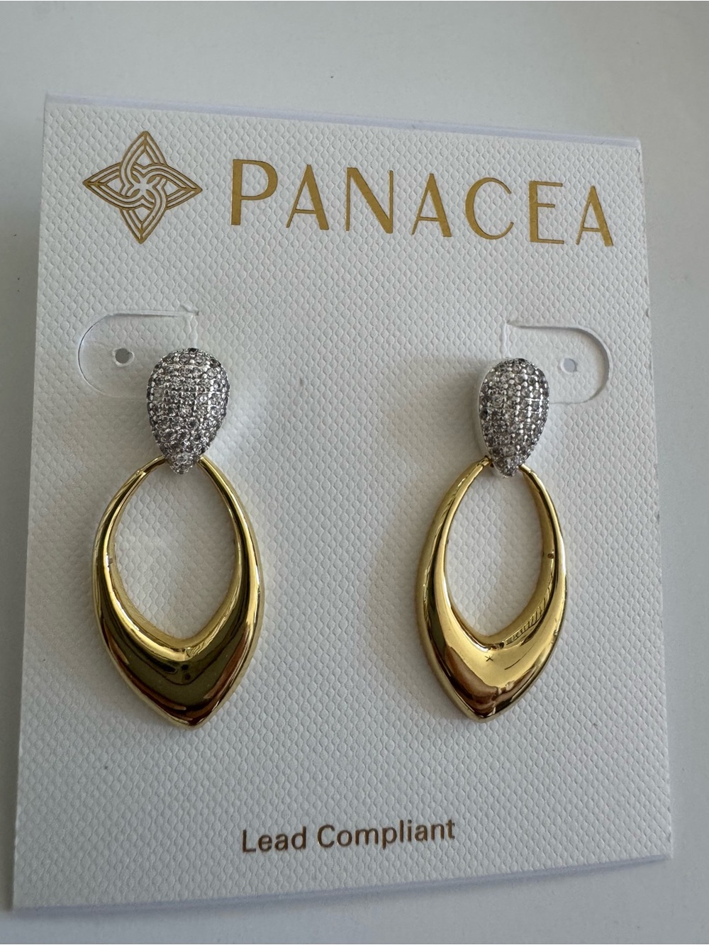Panacea Gold & Silver Teardrop Dangle Earrings